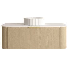 Ulualoha 1200mm Natural Oak Wall Hung Single Vanity with Stone Countertop